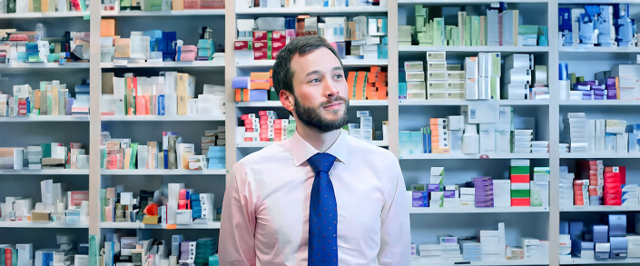 A helpful pharmacist looking to give advice